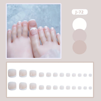 sengpan 24Ps Glossy Lake Blue Press on Toe Nails Artificial Acrylic Fake Toenails Full Coverage Removable Wearable Toe Nail Art Finished