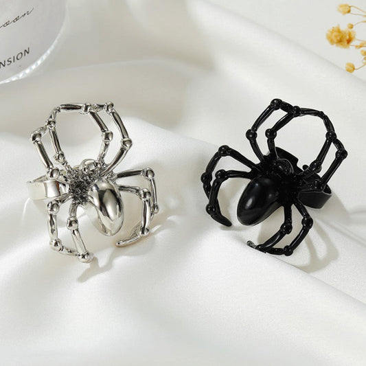 sengpan Creative Gothic Black Spider Animal Rings Funny Halloween Party Octopus Wizard Hat Ghost Pumpkins Finger Rings Halloween Jewelry