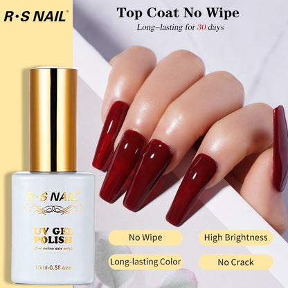 sengpan Top Coat- 15ML No Wipe Top Coat Gel Nail Polish High Gloss Shine Finish Long Lasting Home DIY Professional Manicure