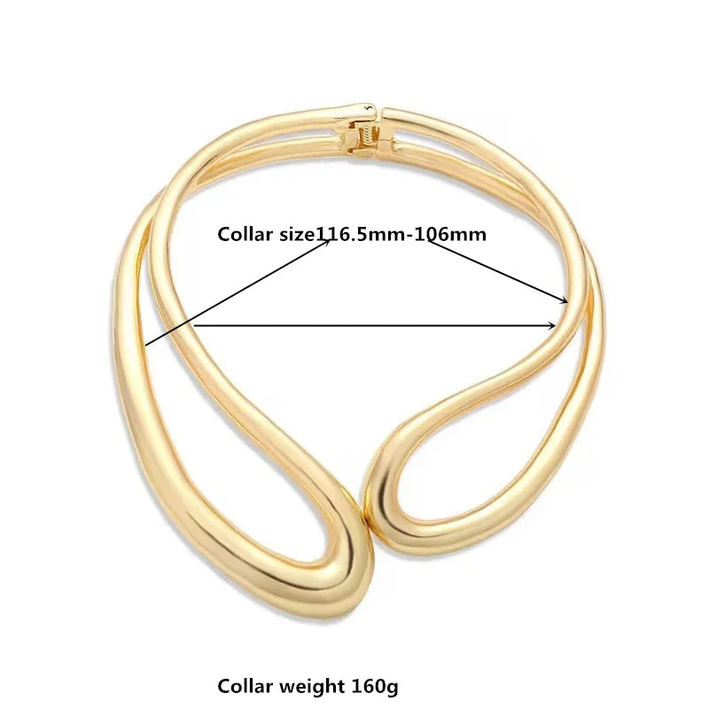 Lianfudai kshmir Exaggerated alloy twisted double-layer collar, sweet and cool style, simple retro and beautiful fashion collar 2024