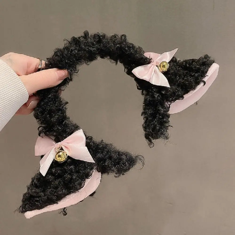 sengpan Plush Sheep Ears Headband Fashion Fancy Props Simulation Plush Hairband Handmade Bowknot Head Hoop Costume Party