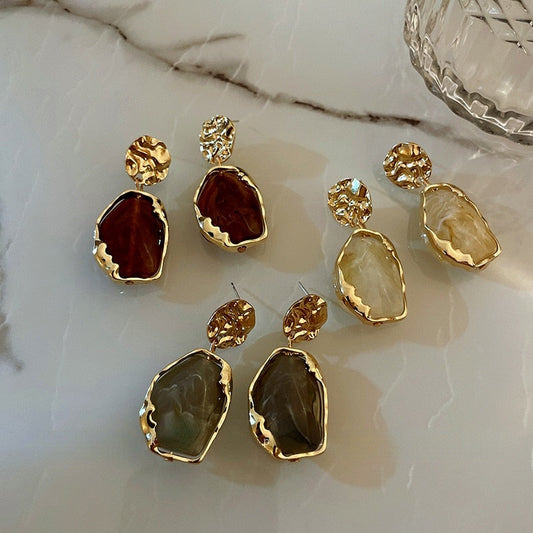 sengpan New Fashion Earrings Zircon Square Stone Earrings Vintage Gold Color Small Earrings For Women Jewelry Accessorries