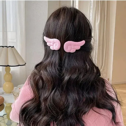 sengpan New Angel Wing Side Bangs Sweet Girl Hair Clip Cute and Versatile Simple and Simple Solid Color Duckbill Clip Girl Accessories