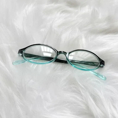 sengpan Y2K Women Retro Oval Square Glasses Red Green Frame Glass Eyewear Decorative Computer Anti-blue Eyeglasses with Seaside Driving