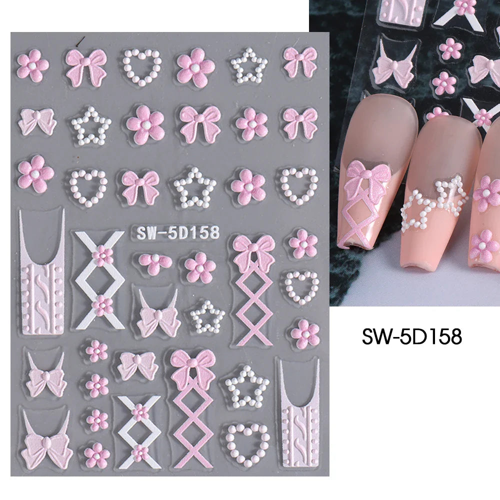 sengpan 5D Halloween Hand Bones Nail Art Sticker Flower Petal Engraved Slider Decal DIY Manicure Decoration Tips Nail Accessories Tools