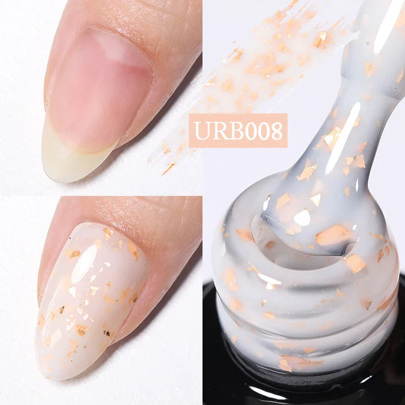 sengpan SUGAR Aurora Rubber Gel Nail Iridescent Pearl Effect Metallic Mirror Nails Manicure Soak Off UV LED No Wipe Top Coat Base Gel