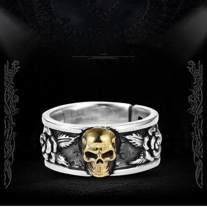 sengpan gifts for men Gothic Rose Skull Rings for Men Women Punk Trend Couple Resizable Rings Hip Hop Cool Street Accessories Jewelry Gifts