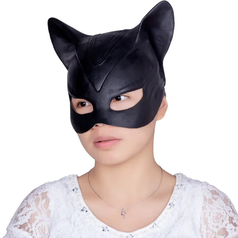 sengpan Sexy Cat Woman Selina Kyle Latex Mask Superhero Movie Cosplay Costume Halloween Party Masks