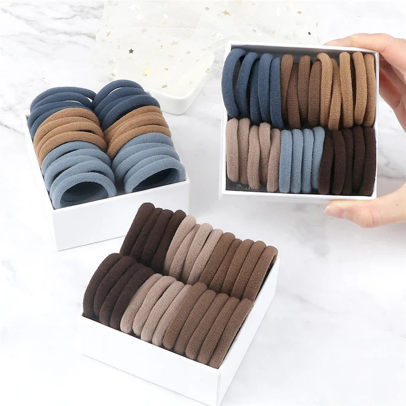 sengpan 50PCS/Set Women Girls Basic Hair Bands 4cm Simple Solid Colors Elastic Headband Hair Ropes Ties Hair Accessories Ponytail Holder