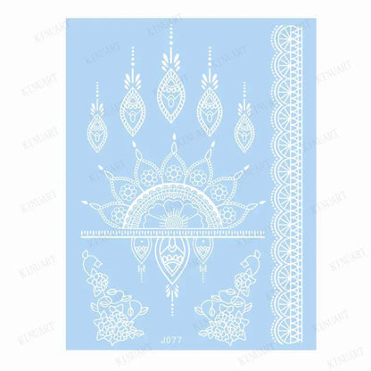 sengpan White Henna Tattoo Sticker Waterproof Temporary Tattoos for Women Body Art Mehndi Stickers for Hand Wedding Party Hena Tattoo