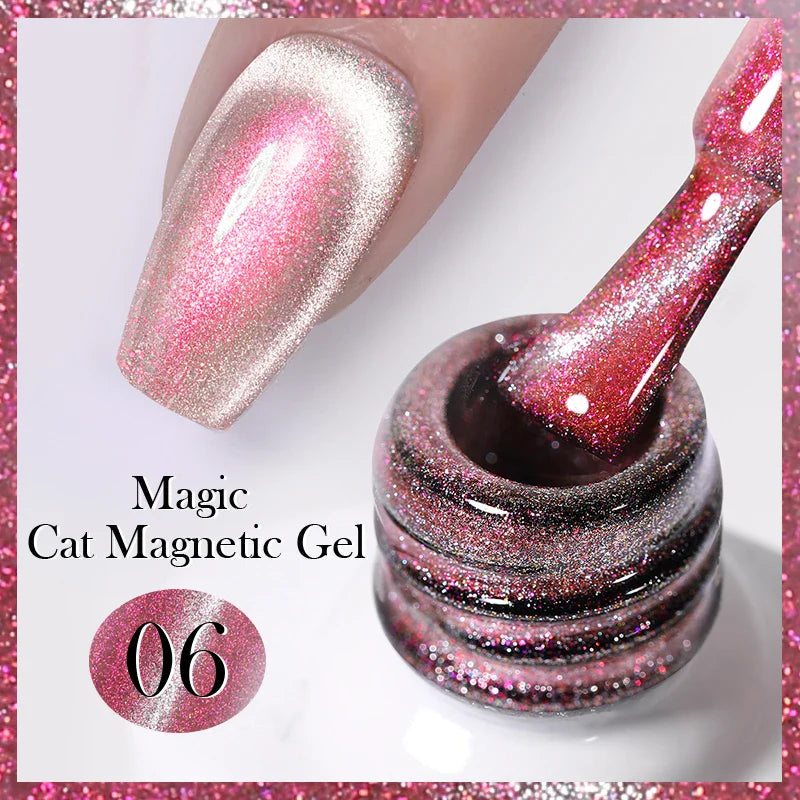 sengpan Super Holos Cat Magnetic Nail Gel Polish for Nails 10ml Soak Off Holographics Laser Gel Polish Auroras Glimmer Nails