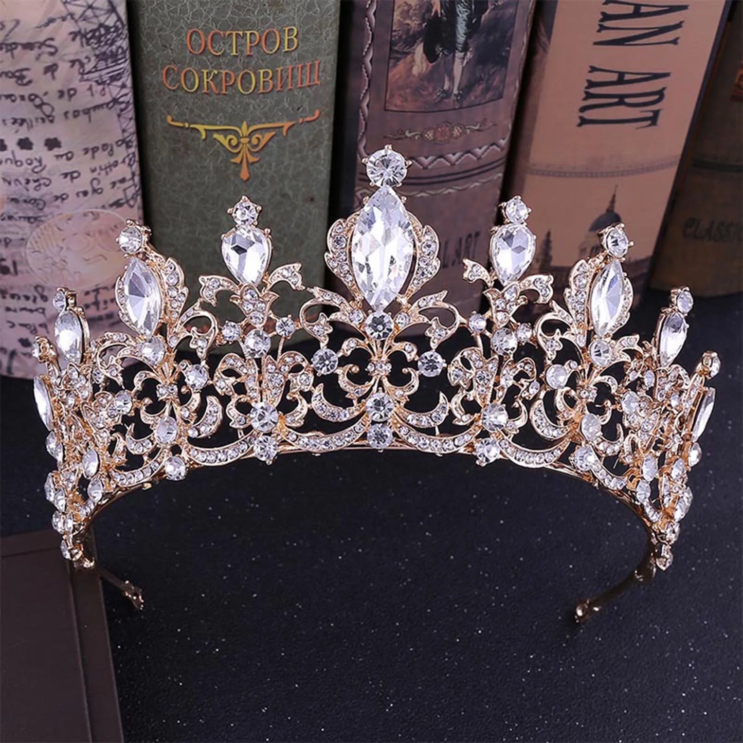 sengpan Baroque Wedding Hair Tiara Crystal Bridal Tiara Crown Queen Diadem Tiaras Wedding Hair Accessories Headpieces Head Jewelry