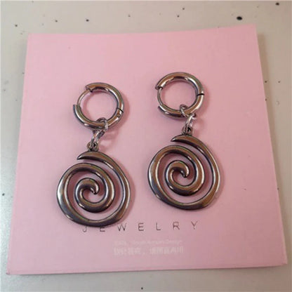 sengpan Stainless Steel Geometric Spiral Vortex Earrings Y2K Vintage Grunge Hip Hop Earrings for Girls Women