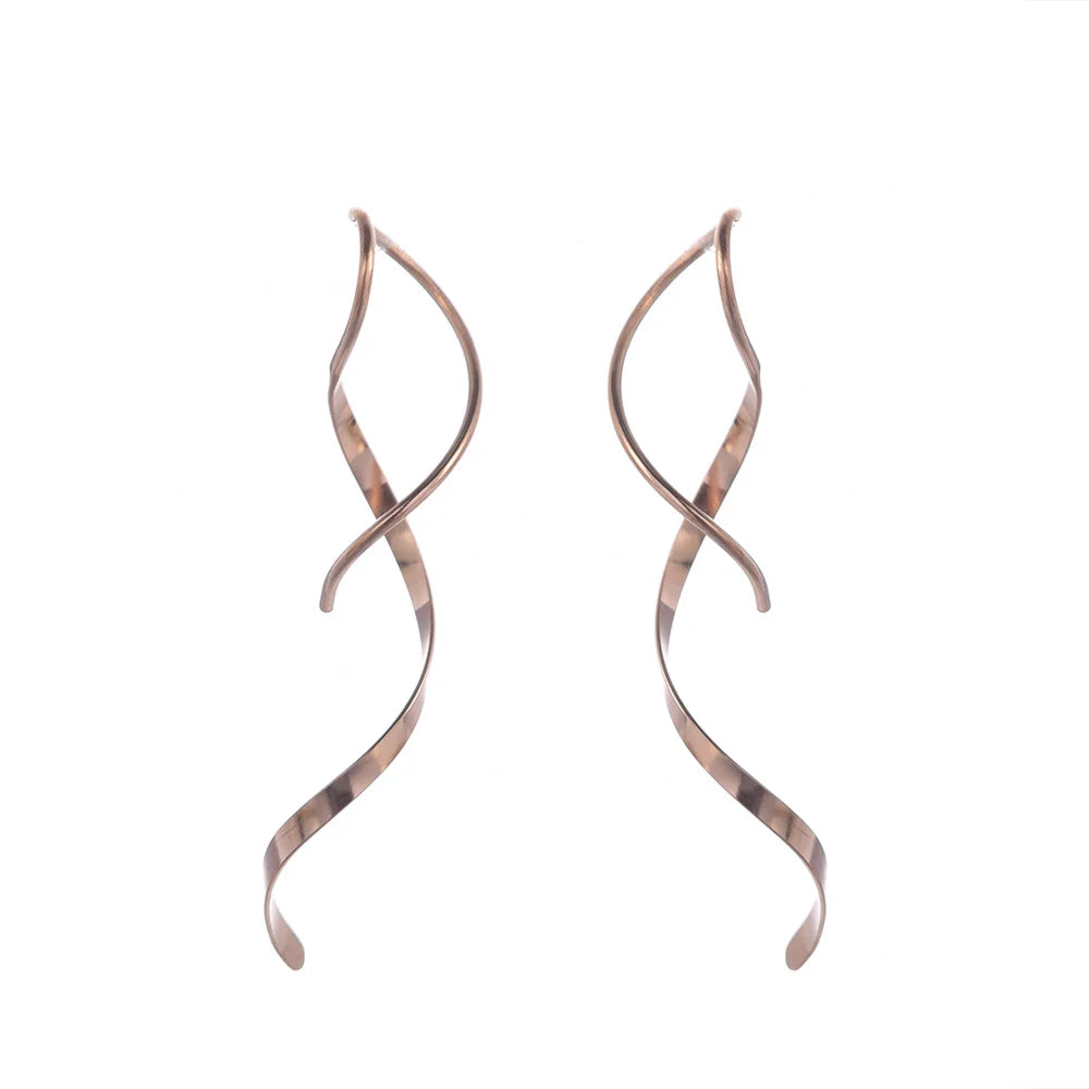 sengpan Simple Spiral Threader Earrings Irregular Helix Wave Curve Ear Line Cuff Stainless Steel Dangling Earring Women Fashion Jewelry