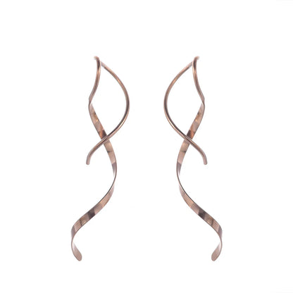 sengpan Simple Spiral Threader Earrings Irregular Helix Wave Curve Ear Line Cuff Stainless Steel Dangling Earring Women Fashion Jewelry