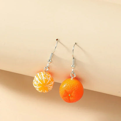 sengpan Fruit Drop Dangle Earrings for Teenagers Funny Orange Ear Rings Jewelry Gift for Women, Stainless Steel Plant Design