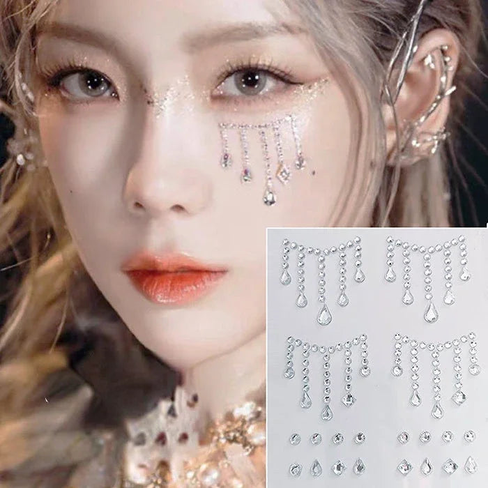 sengpan Acrylic Face Makeup Diamond Stickers Festival DIY Body Crystal Gems Tattoos Rhinestones Nail Art Decoration Eyeshadow Stickers