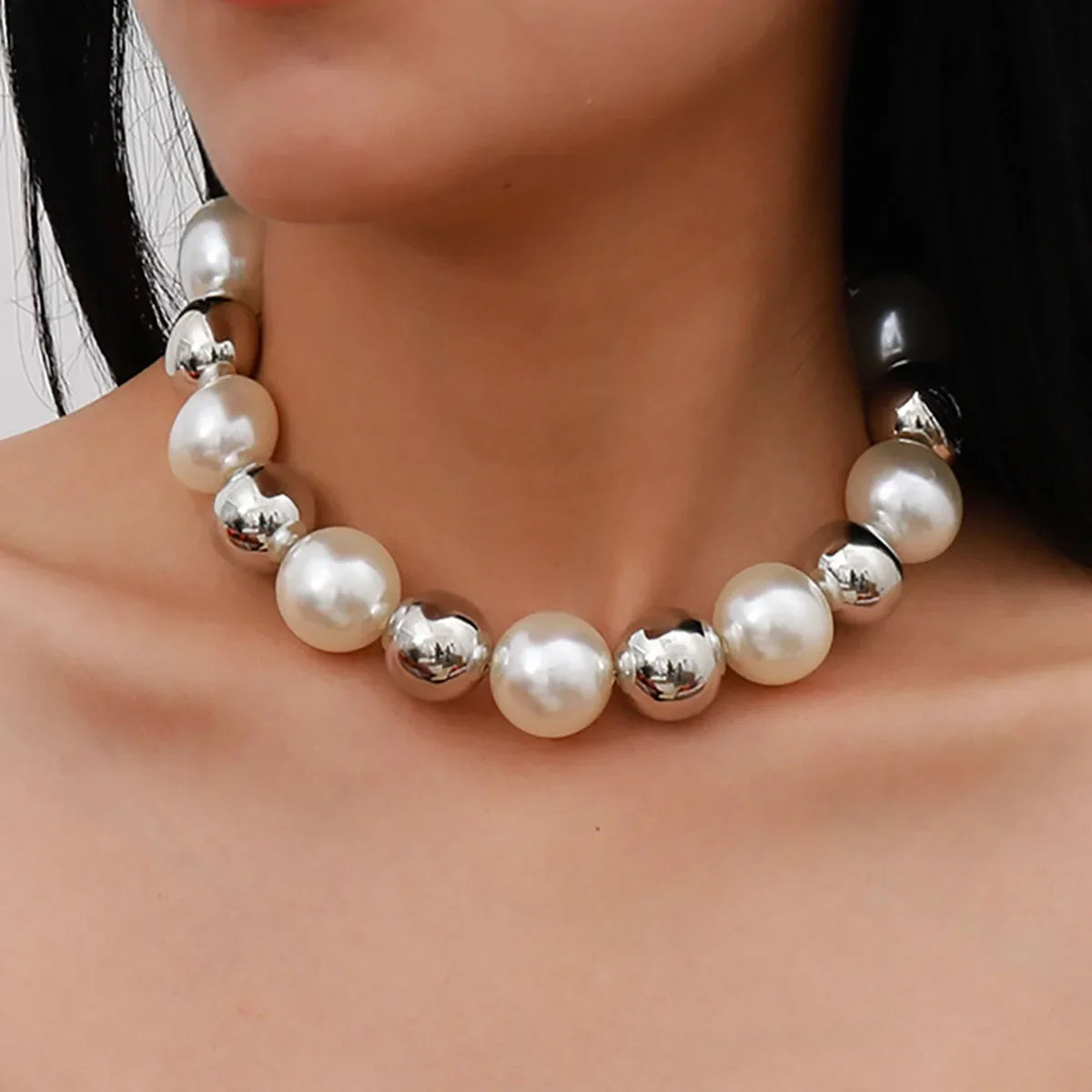 sengpan Multi-Layer White Imitation Pearl Necklace Bead  Chain Punk Ladies Wedding Short Clavicle Necklac Girl Charm Banquet Jewelry