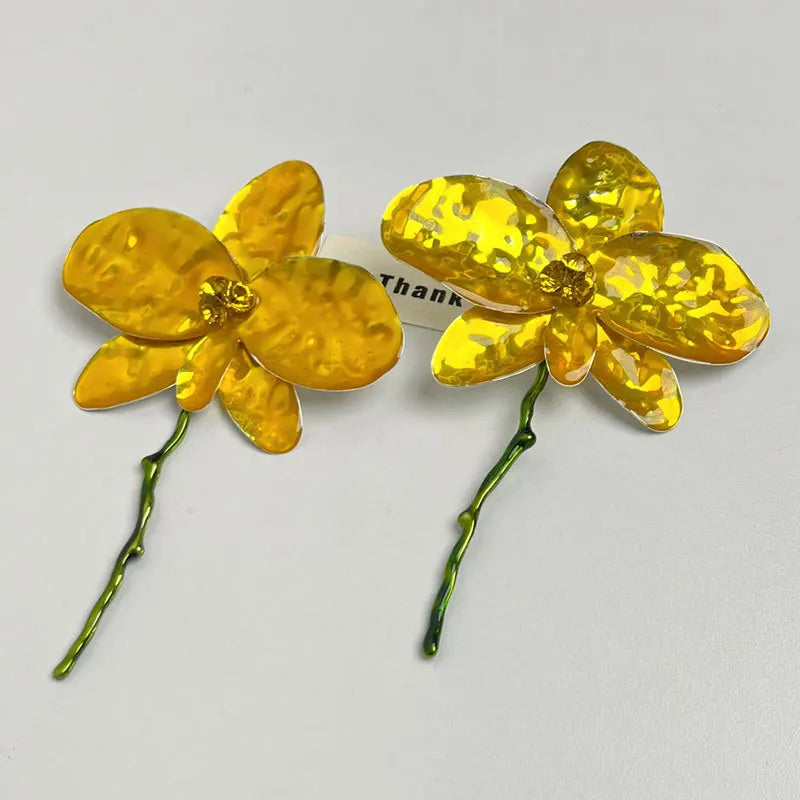 sengpan Exaggerated Drop Metal Large Flower Earrings 2024 New Fashion Earings for Women