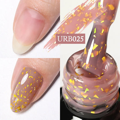 sengpan SUGAR Aurora Rubber Gel Nail Iridescent Pearl Effect Metallic Mirror Nails Manicure Soak Off UV LED No Wipe Top Coat Base Gel