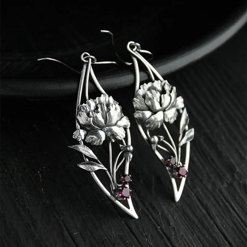 sengpan New Lotus Silver Color Earrings Elf Jewelry Fashion Floral Design Ladies Pendant Earrings Gift