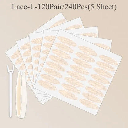 Lianfudai 240Pcs Double Fold Eyelid Tape Sticker Lace Nature Clear Beige Stripe Self-adhesive Natural Eye Makeup Make Up With Tool New