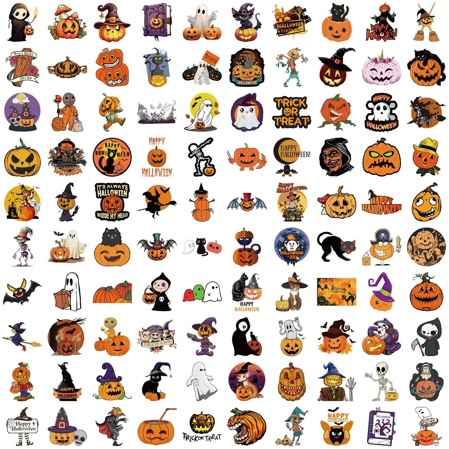 sengpan 10/50/100pcs Gothic Halloween Ghost Witch Pumpkin Decorative Stickers DIY Notebook Guitar Skateboard Waterproof Cool Sticker Toy