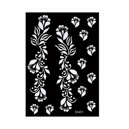 sengpan Reusable Temporary Henna Tattoo Stencil for Hand Arm Sleeve Mehndi Stencils Designs Painting Template DIY Tattoo Supplies