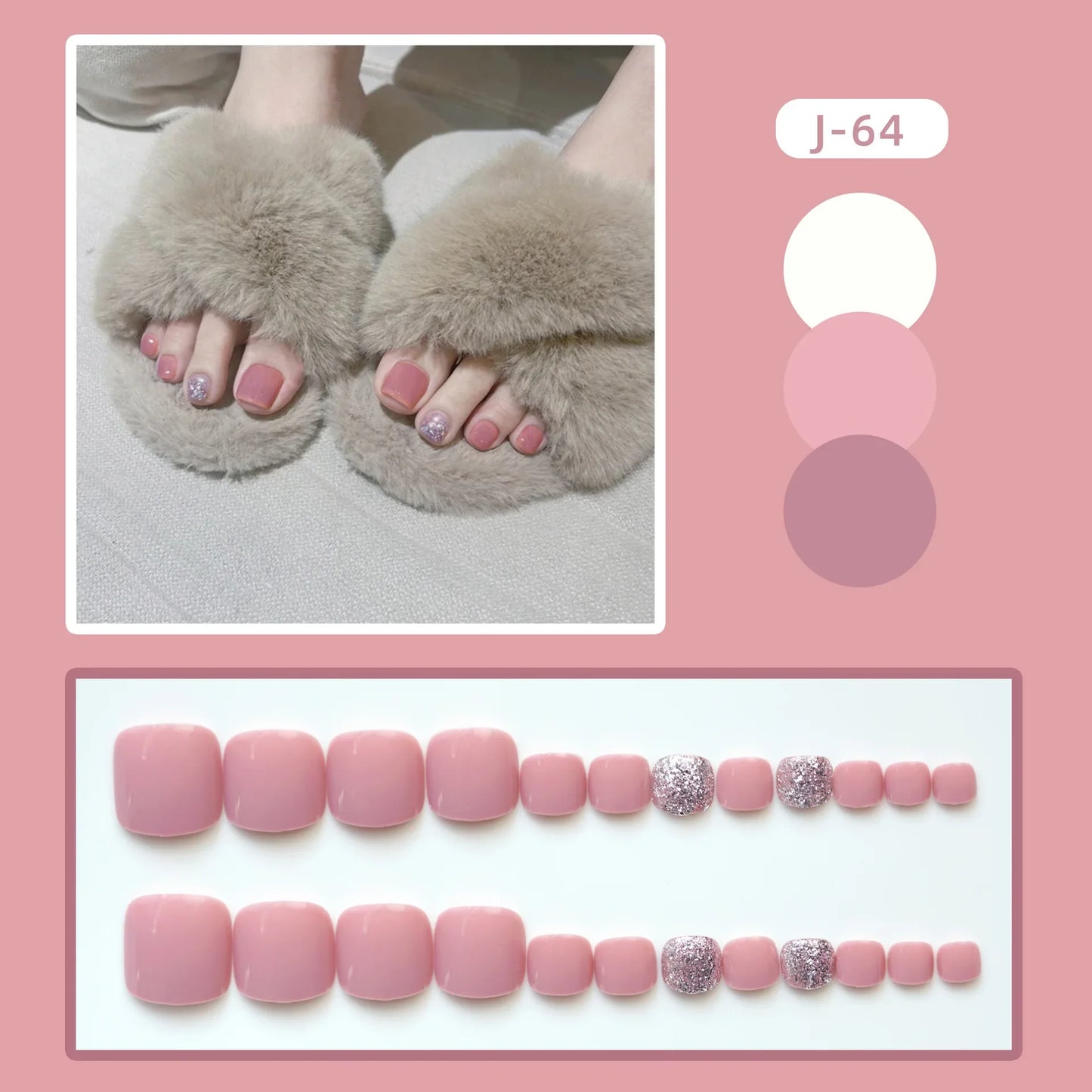 sengpan 24Ps Glossy Lake Blue Press on Toe Nails Artificial Acrylic Fake Toenails Full Coverage Removable Wearable Toe Nail Art Finished