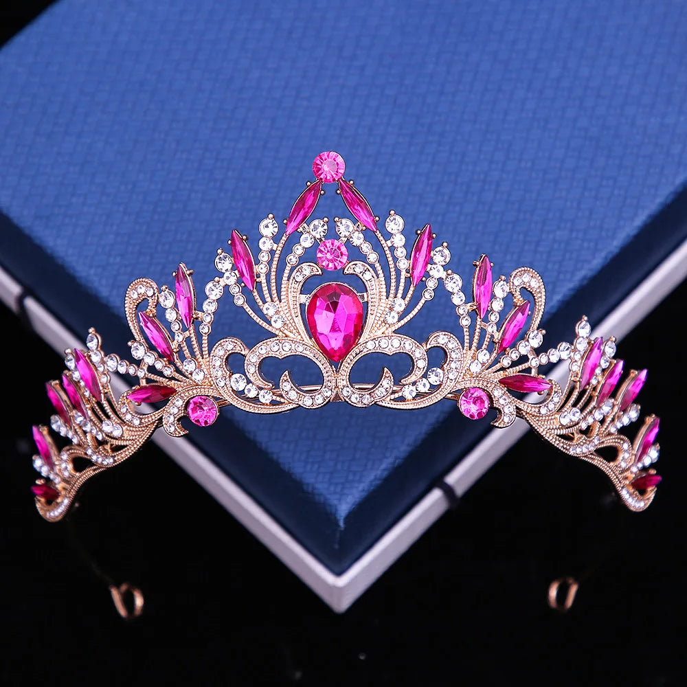 sengpan 6 Colors Elegant Korean Girls Crystal Tiara Crown For Women Party Wedding Princess Rhinestone Bridal Crown Hair Jewelry