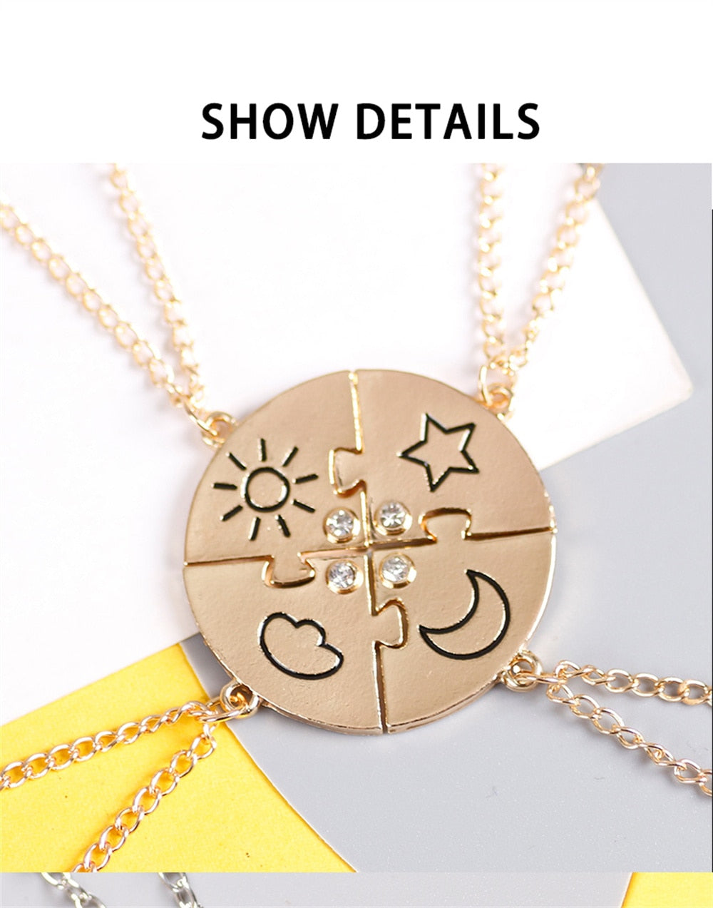 sengpan New Four-piece Star Moon Necklace Best Friend Cloud Pendant Sisters Friendship Necklace Fashion Men And Women Jewelry Gifts