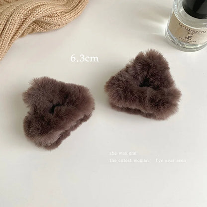 sengpan Plush Cat Ears Hair Clips For Women Girls Lamb Cashmere Hairpin Forehead Bangs Clip Fluffy Children New Winter Hair Accessories