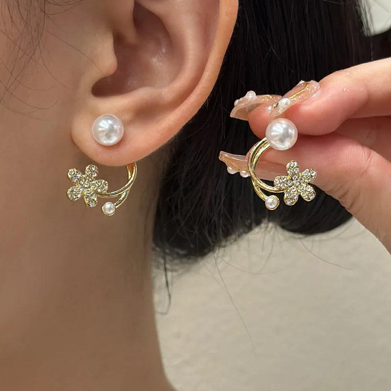 sengpan Fashion Trend Unique Design Elegant Delicate Zircon Rose Flower Circle Earrings For Women Jewelry Wedding Party Premium Gifts