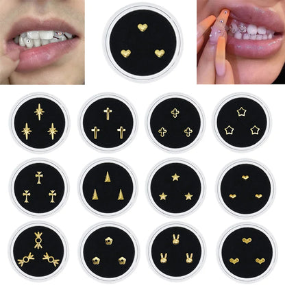 sengpan 3pcs/Box Dental Tooth Gem Metal Tooth Ornament Tailor-made Various Shape Tooth Diamond Jewelry Oral Decoration