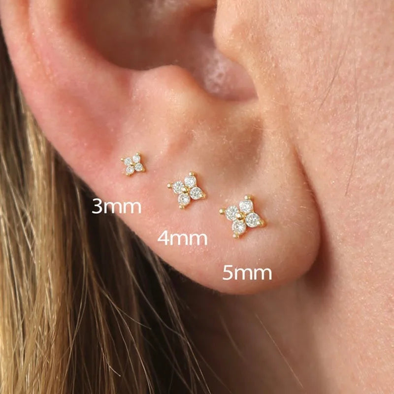 sengpan Dainty Flower Earclip Earrings for Women Piercing Cartilage Ear Ring Cute Zircon Gold Color Women's Aesthetic Jewelry KDE028