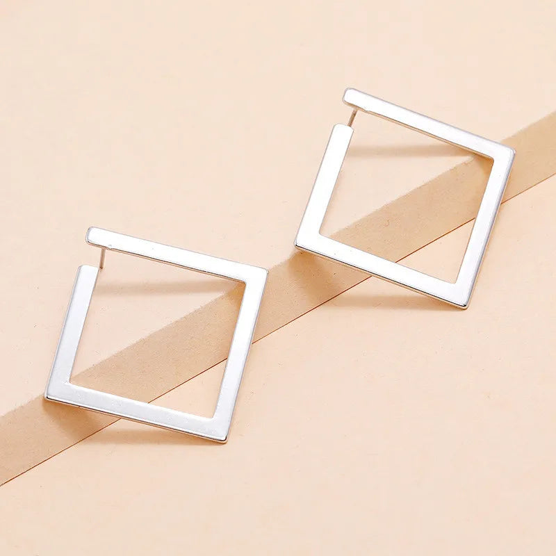 Lianfudai Minimalist Square Earrings Irregular Stud Earrings New Exaggerated Cold Wind Fashion Earring for Women Opening Accessories