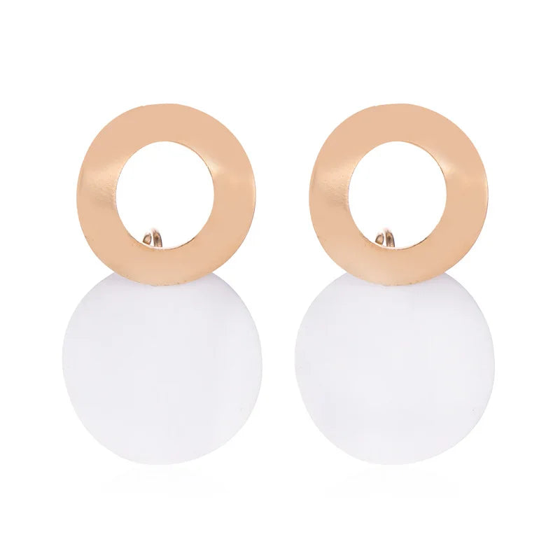 sengpan Korean Fashion Geometric Earrings Simple Round Pendant Earrings Irregular Personality Eardrop For Women Ear Ornaments