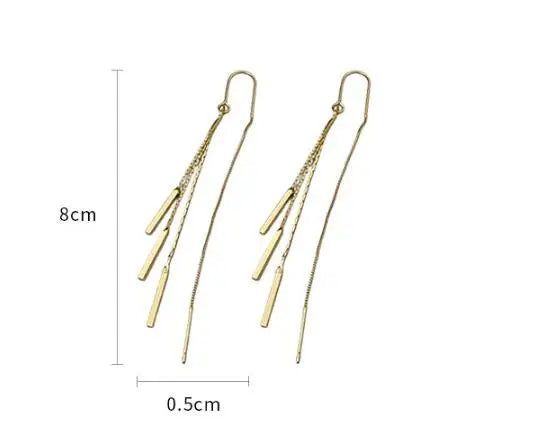 sengpan 1 Pair Korean Women Long Linear Chain Dangle Ear Line Threader Earrings Fashion Jewelry Tassel Earrings Drop Earrings for Women