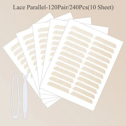 Lianfudai 240Pcs Double Fold Eyelid Tape Sticker Lace Nature Clear Beige Stripe Self-adhesive Natural Eye Makeup Make Up With Tool New