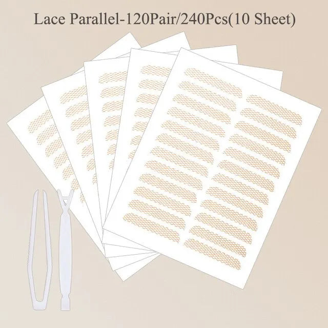 Lianfudai 240Pcs Double Fold Eyelid Tape Sticker Lace Nature Clear Beige Stripe Self-adhesive Natural Eye Makeup Make Up With Tool New