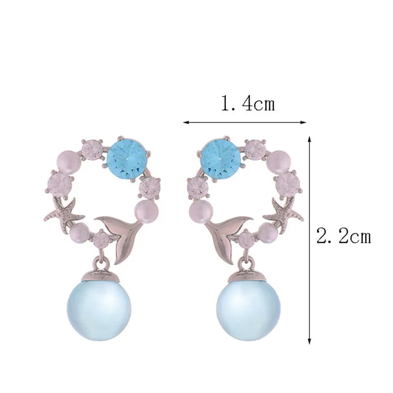 sengpan Sweet Wind Round Earrings Ladies Tail Earrings Fashionable Commuting Personality Light Luxury Temperament Banquet Jewelry