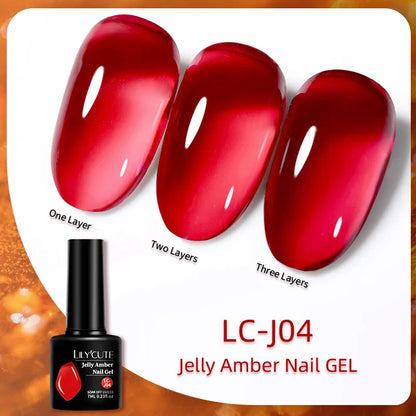 sengpan 7ml Translucent Jelly Amber Gel Nail Polish Brown Coloured Varnish Gel Long Lasting Semi Permanent UV Nail Art Manicure