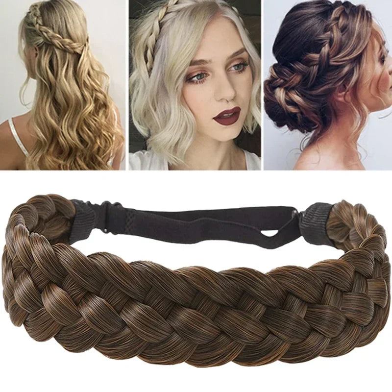 sengpan  Synthetic Wig Headband Fishtail Braids Hair with Adjustable Belt Plaited Hairband Bohemian Style Women Hairstyle Hairpieces