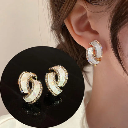 sengpan Fashion Jewelry White Imitation Pearl Earrings big Round 2.5CM Pearl Studs Earrings Statement Earrings for female