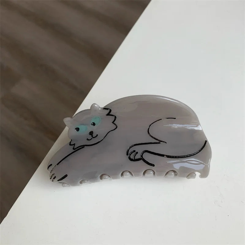 sengpan New Ins Hot Cat Amber Cat Scratch Clip Acetate Claw Clip Hair Clips Cartoon Cute HairPin Striped Styling Tool Hair Accessories