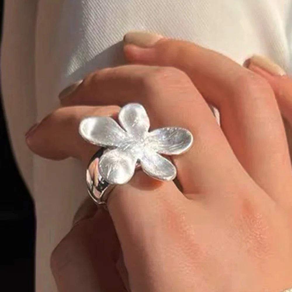 sengpan  Silver Ring For Women Jewelry String Flower Finger Open Handmade Ring Allergy For Party Birthday Gift