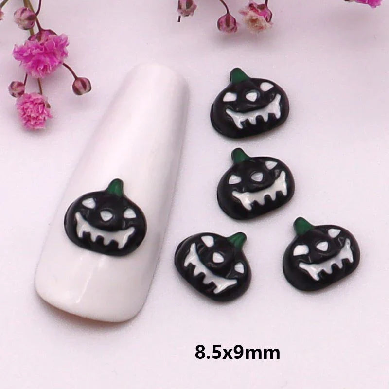 sengpan 10pcs/Pack Metal Halloween Collection Nail Art Decorations Pumpkin Skeleton Spider Skull Shiny Rhinestone Charm Nail Accessories