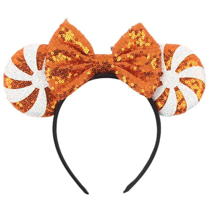 Lianfudai 2024 Nieuwe Disney Mouse Ears Headband  Hoofdband Bat Pompoen Lovertjes Strik Halloween Festival Feest Cosplay Haaraccessoires