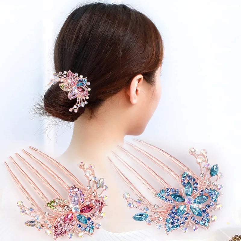 sengpan Women Bridal Rhinestone Hair Combs Clips Wedding Hair Accessories Hair Pin Bride Barrette Hair Tiara Jewelry Accessories