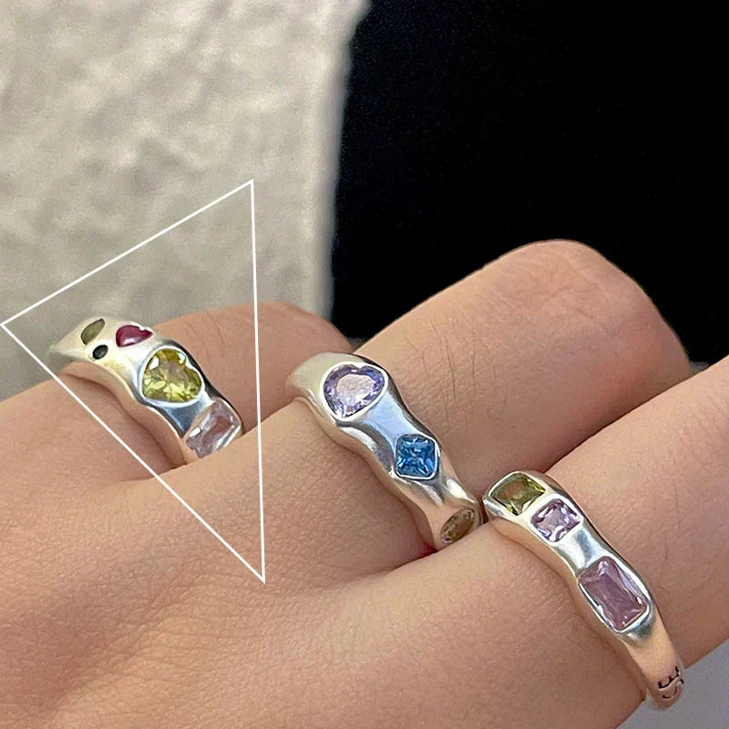 sengpan 925 Sterling Silver Ring New Thick Simple Wave Light-shaped Solid Double-layer Rings Trendy Couple Women Gift Dropship